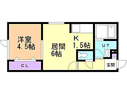 リングル南5条 1DKの間取図画像