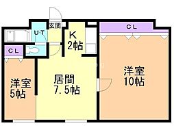セントラル6 2LDKの間取図画像