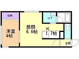 メディクレスト 1LDKの間取図画像
