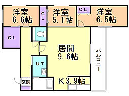 フェスタリア宮の森 3LDKの間取図画像