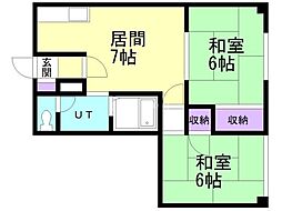 サエキビル 2DKの間取図画像