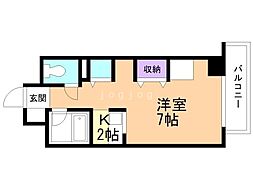 アブニール桑園 1Kの間取図画像