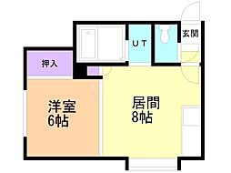 エスポワール2 1LDKの間取図画像
