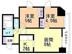 メゾン・ド・北円山 2LDKの間取図画像