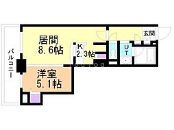 PRIMEURBAN札幌リバーフロント 1LDKの間取図画像