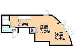 KIRAMECK知事公館2 1LDKの間取図画像