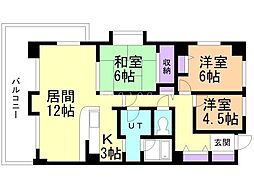 アセッツ旭ケ丘 3LDKの間取図画像