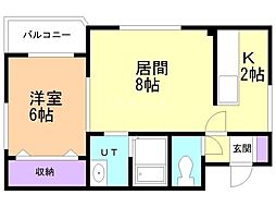ヴォーネン山鼻 1LDKの間取図画像