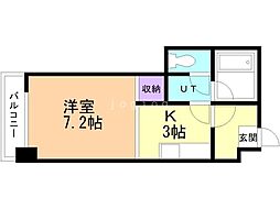エスカイア麻生第2 1Kの間取図画像