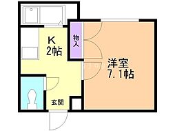 プラザイン麻生 1Kの間取図画像