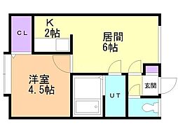 F102 1LDKの間取図画像