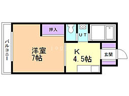 内山マンション 1DKの間取図画像