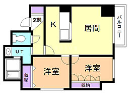 ラビエ円山 2LDKの間取図画像