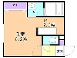 ブランノワールN9 1Kの間取図画像