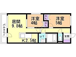 コートロティS21B 2LDKの間取図画像