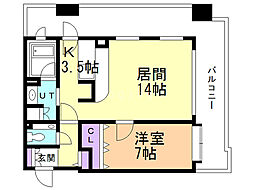 S-FORT中島公園 1LDKの間取図画像