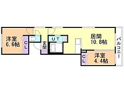 ALPHASQUARE宮の森2条 2LDKの間取図画像