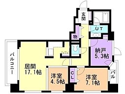 シティハウス大通西7丁目 2SLDKの間取図画像
