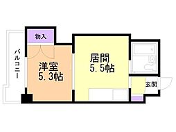 サウスフォー2 1DKの間取図画像