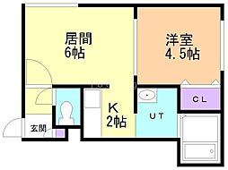 ヴェルデュール中央 1LDKの間取図画像