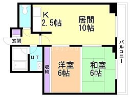 メゾンプリヴェ旭山公園通 2LDKの間取図画像