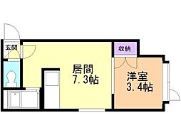 アーバンテラス南8条2 1DKの間取図画像