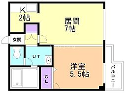 グランカーサ南11条 1LDKの間取図画像