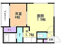 デュークYK山の手 1LDKの間取図画像