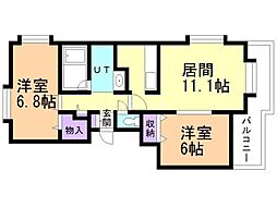 105松井ビル 2LDKの間取図画像