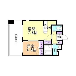 レガーロ美術館通 1LDKの間取図画像