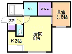 ヒルズサッポロ2 1LDKの間取図画像