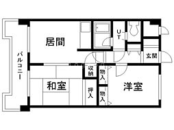 ダイアパレス西線 2DKの間取図画像