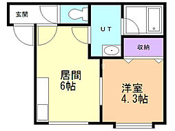 グランフォルム南円山 1DKの間取図画像