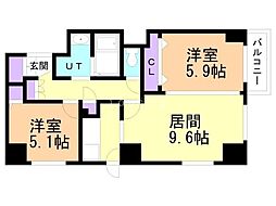 UURコート札幌南3条プレミアタワー 2LDKの間取図画像
