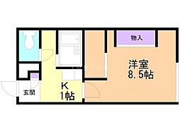 レオパレスくるみの木 1Kの間取図画像