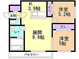 プレジール11 2LDKの間取図画像