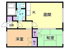 丸増宮の森ロイヤルハイツ 2LDKの間取図画像