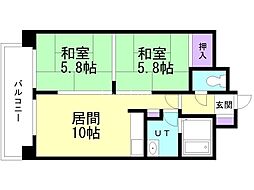 クリオ行啓通参番館 2LDKの間取図画像