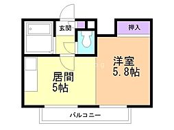 プレサント南2西19 1DKの間取図画像
