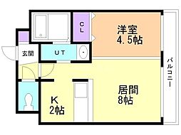 マリオン桑園 1LDKの間取図画像