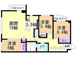 札幌市中央区南十条西21丁目マンション 3LDKの間取図画像