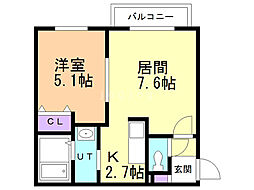 エクセル琴似 1LDKの間取図画像