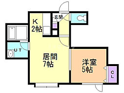 ロイヤルハイツセイヤ 1LDKの間取図画像