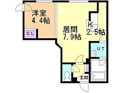 ラグゼ円山 1LDKの間取図画像