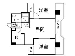 グレイス美術館通predio 2LDKの間取図画像