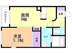 プレイスソウエン 1LDKの間取図画像