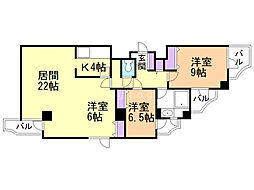 ビッグパレス西線ウエストタワー 2LDKの間取図画像