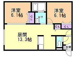 グランドウエスト円山五番館 2LDKの間取図画像