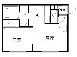 クラリス24軒 1LDKの間取図画像