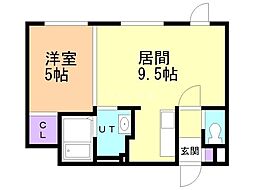 グローリア南10 1LDKの間取図画像